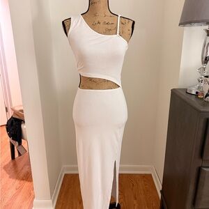 Elegant White Cut-Out Dress